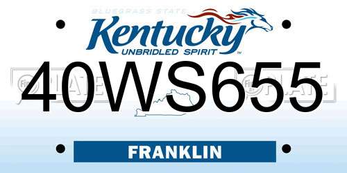 40WS655 Kentucky License Plate