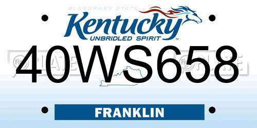 40WS658 Kentucky License Plate