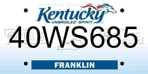 40WS685 Kentucky License Plate