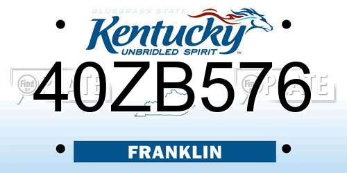 40ZB576 Kentucky License Plate