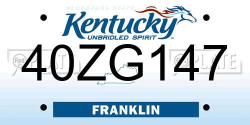 40ZG147 Kentucky License Plate