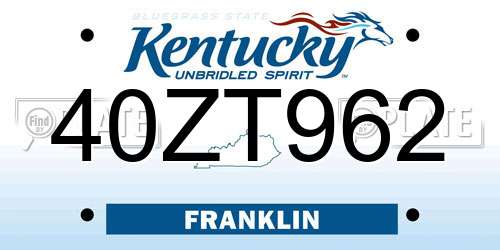 40ZT962 Kentucky License Plate