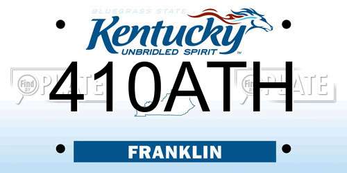 410ATH Kentucky License Plate