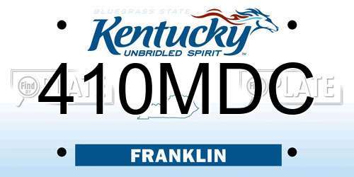 410MDC Kentucky License Plate