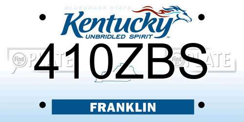410ZBS Kentucky License Plate
