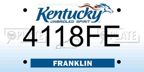 4118FE Kentucky License Plate