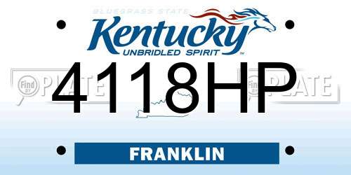 4118HP Kentucky License Plate