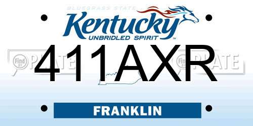 411AXR Kentucky License Plate