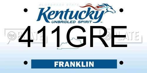 411GRE Kentucky License Plate