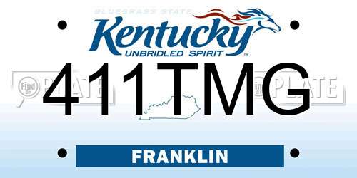 411TMG Kentucky License Plate