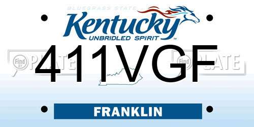 411VGF Kentucky License Plate