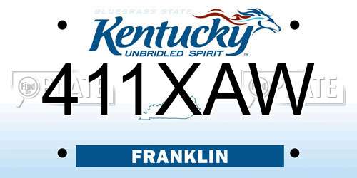 411XAW Kentucky License Plate