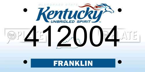 412004 Kentucky License Plate
