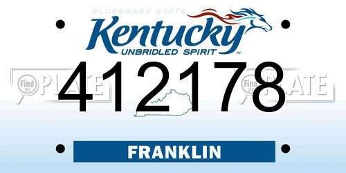 412178 Kentucky License Plate