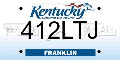 412LTJ Kentucky License Plate