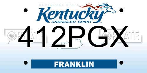 412PGX Kentucky License Plate