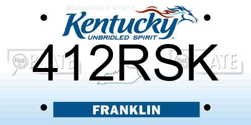 412RSK Kentucky License Plate