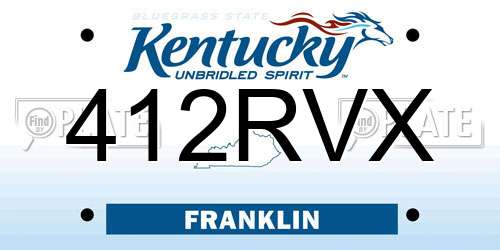 412RVX Kentucky License Plate