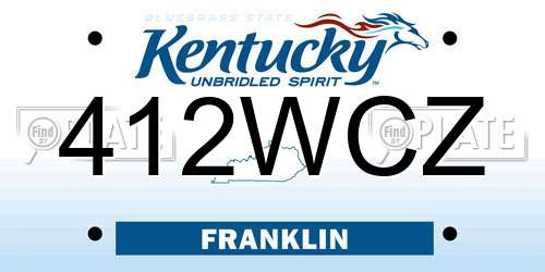 412WCZ Kentucky License Plate