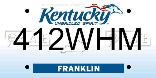 412WHM Kentucky License Plate