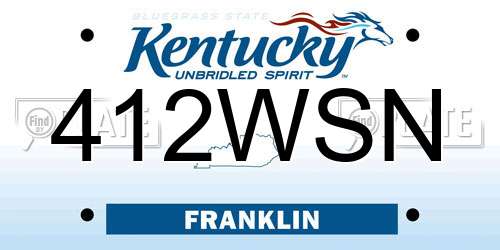 412WSN Kentucky License Plate