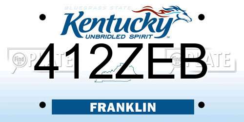 412ZEB Kentucky License Plate