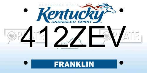 412ZEV Kentucky License Plate