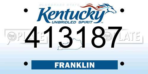 413187 Kentucky License Plate