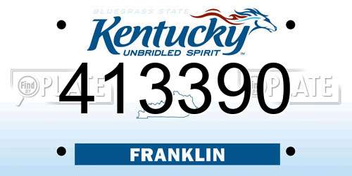 413390 Kentucky License Plate