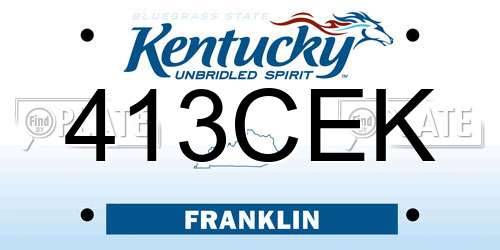 413CEK Kentucky License Plate