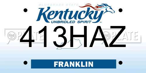 413HAZ Kentucky License Plate