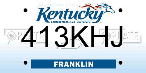 413KHJ Kentucky License Plate