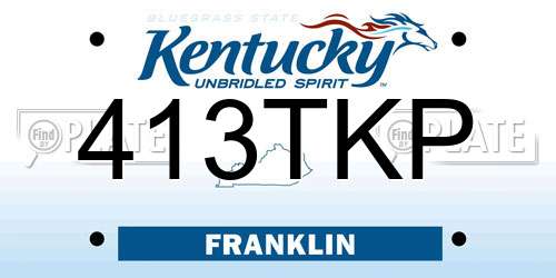 413TKP Kentucky License Plate