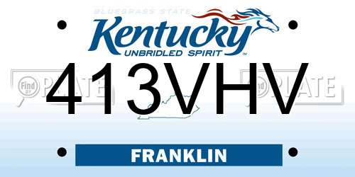 413VHV Kentucky License Plate