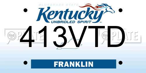 413VTD Kentucky License Plate