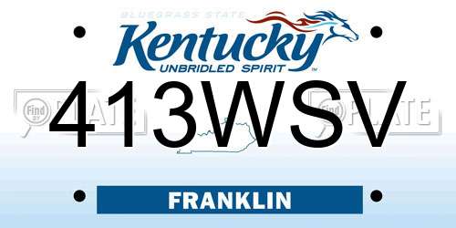 413WSV Kentucky License Plate