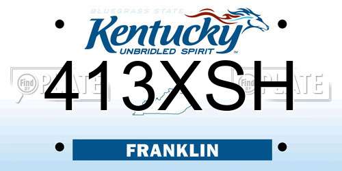 413XSH Kentucky License Plate