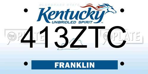 413ZTC Kentucky License Plate