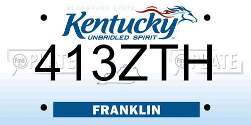 413ZTH Kentucky License Plate