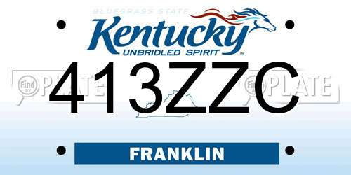 413ZZC Kentucky License Plate