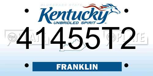 41455T2 Kentucky License Plate