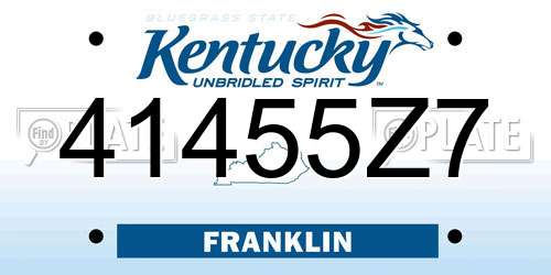 41455Z7 Kentucky License Plate