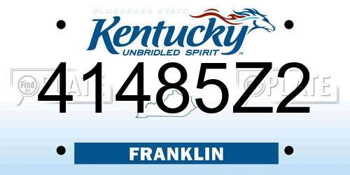 41485Z2 Kentucky License Plate