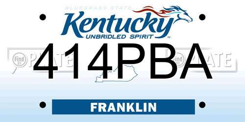 414PBA Kentucky License Plate