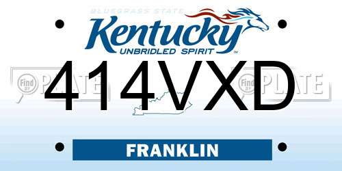 414VXD Kentucky License Plate