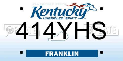 414YHS Kentucky License Plate