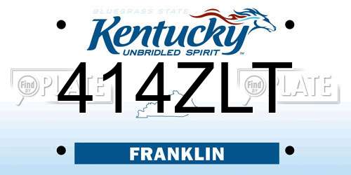 414ZLT Kentucky License Plate