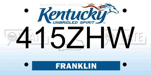 415ZHW Kentucky License Plate