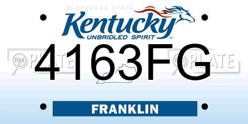 4163FG Kentucky License Plate