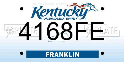 4168FE Kentucky License Plate